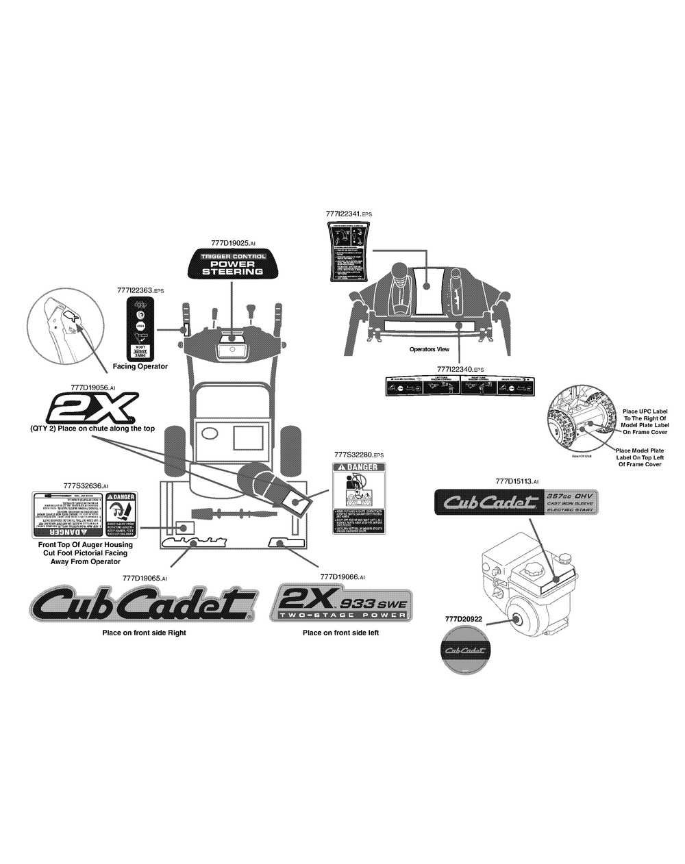 Label Map 31bh95sv710 Diagram and Parts List for 2X933SWE (31BH95SV710-31BH95SV756)(2015) Cub Cadet Snow Blower